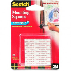 3m Scotch Double-stick Foam Mounting Squares - 1" Width x 1" Length - Foam - Adhesive Backing - Removable, Double-sided - 16 / Pack - Gray - TAA Compliance 108