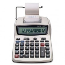 Victor 1208-2 12 Digit Compact Commercial Printing Calculator - 2.3 LPS - Extra Large Display, Clock, Date, Sign Change, Environmentally Friendly, Independent Memory, 4-Key Memory - AC Supply/Power Adapter Powered - 1.5" x 6" x 7.5" - White