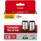 Canon PG-243 / CL-244 Original Ink Cartridge Value Pack - Black, Color - Laser - TAA Compliance 1287C006