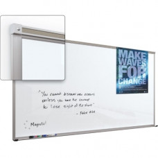 Mooreco Balt Framed Magnetic Glass Board - Gloss White - 72" (6 ft) Width x 48" (4 ft) Height - Gloss White Tempered Glass Surface - Anodized Aluminum Frame - Rectangle - Wall Mount - Assembly Required - 1 Each 14801