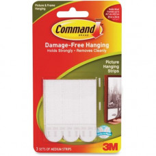 3m Command&trade; Medium Picture Hanging Strips - 0.75" Width x 2" Length - Foam - Residue-free - 3 Sets of Strips/Pack - White - TAA Compliance 17201ES