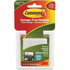 3m Command&trade; Medium Picture Hanging Strips - Rubber Resin Backing - Residue-free - White - 6 Sets of Strips/Pack - TAA Compliance 17204ES