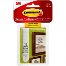3m Command Damage-Free Picture-Hanging Strips, Large, White, Pack Of 12 - for Pictures, Decoration - Foam - White - 12 / Pack 17206-12ES