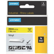 Newell Rubbermaid Dymo Black on Yellow Color Coded Label - Permanent Adhesive - 1" Width x 18 3/64 ft Length - Thermal Transfer - Yellow - Vinyl - TAA Compliance 1805431