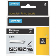 Newell Rubbermaid Dymo White on Black Color Coded Label - Permanent Adhesive - 1/2" Width x 18 ft Length - Thermal Transfer - Black - Vinyl - TAA Compliance 1805435