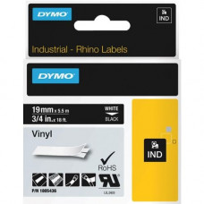 Newell Rubbermaid Dymo Colored 3/4" Vinyl Label Tape - Permanent Adhesive - 15/32" Width x 18 ft Length - Thermal Transfer - White - Vinyl - 1 Each - TAA Compliance 1805436