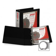 Samsill Speedy Spine Round Ring View Binder - 3" Binder Capacity - Letter - 8 1/2" x 11" Sheet Size - 575 Sheet Capacity - 3 x Round Ring Fastener(s) - 2 Internal Pocket(s) - Polyvinyl Chloride (PVC), Paperboard, Chipboard, Vinyl - Black - 