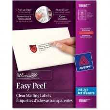 Avery &reg; Matte Clear Address Labels, Sure Feed(TM) Technology, Inkjet, 1" x 4", 200 Labels (18661) - Permanent Adhesive - 1" Width x 4" Length - Rectangle - Inkjet - Clear - 20 / Sheet - 200 / Pack - TAA Compliance 18661