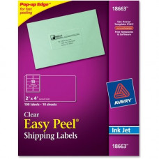 Avery &reg; Matte Clear Address Labels, Sure Feed(TM) Technology, Inkjet, 2" x 4", 100 Labels (18663) - Permanent Adhesive - 2" Width x 4" Length - Rectangle - Inkjet - Clear - 10 / Sheet - 100 / Pack - TAA Compliance 18663