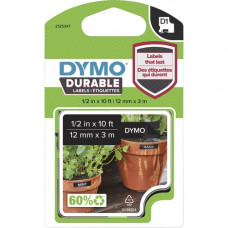 Newell Rubbermaid Dymo Durable D1 1/2" Labels - 1/2" Width x 10 ft Length - Rectangle - Black - 1 Each - TAA Compliance 2125347