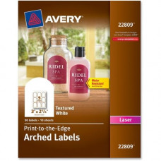 Avery &reg; Textured White Print-to-the-Edge Arched Labels - Permanent Adhesive - 3" Width x 2 1/4" Length - Arch - Laser - White - 9 / Sheet - 90 / Pack - TAA Compliance 22809