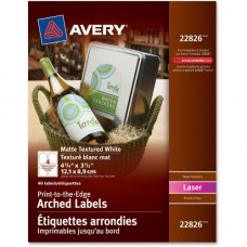Avery &reg; Textured White Print-to-the-Edge Arched Labels - Permanent Adhesive - 4 3/4" Width x 3 1/2" Length - Arch - Laser, Inkjet - White - Paper - 4 / Sheet - 40 / Pack - TAA Compliance 22826