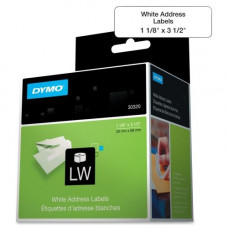 Newell Rubbermaid Dymo High-Capacity Address Labels - Permanent Adhesive - 1 1/8" Width x 3 1/2" Length - Rectangle - Direct Thermal - White - Paper - 260 / Roll - TAA Compliance 30320