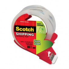 3m Scotch Sure Start Packaging Tape - 38.20 yd Length x 1.88" Width - 2.6 mil Thickness - 3" Core - Synthetic Rubber Backing - Dispenser Included - Handheld Dispenser - 1 / Roll - Clear - TAA Compliance 3450S-RD