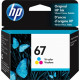 HP 67 Original Ink Cartridge - Tri-color - Inkjet - 100 Pages - 1 Each - TAA Compliance 3YM55AN