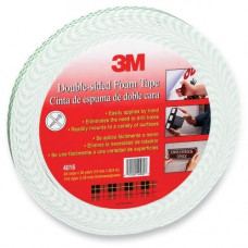 3m Foam Tape - 0.75" Width x 36 yd Length - 1" Core - Polyurethane - 62.50 mil - Acrylic Backing - Permanent Mounting - 1 Roll - White - TAA Compliance 4016