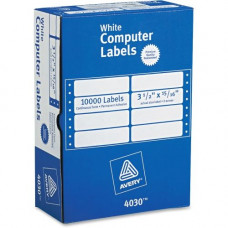 Avery &reg; Continuous Form Computer Labels, Permanent Adhesive, 3-1/2" x 15/16", 10,000 Labels (4030) - Permanent Adhesive - 3 1/2" Width x 15/16" Length - Rectangle - Dot Matrix - White - 10000 / Box - TAA Compliance 4030