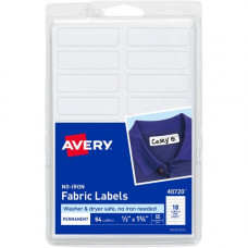 Avery &reg; No-Iron Fabric Labels - Permanent Adhesive - Rectangle - White - Film - 18 / Sheet - 54 Total Sheets - 972 Total Label(s) - 18 / Carton - TAA Compliance 40720