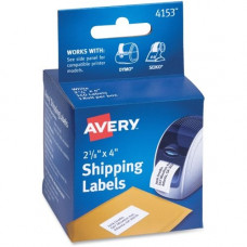 Avery &reg; Thermal Roll Labels, 2-1/8" x 4", White, 140 Shipping Labels Per Roll, 1 Roll (4153) - Permanent Adhesive - 4" Width x 2 1/8" Length - Rectangle - Direct Thermal - White - 140 / Roll - 140 / Box - TAA Compliance 4153