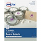Avery &reg; Clear Glossy Print-to-the-Edge Round Labels - Permanent Adhesive - 3/4" Diameter - Round - Laser, Inkjet - Clear - 80 / Sheet - 400 Total Label(s) - 400 / Pack - TAA Compliance 4222