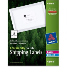 Avery &reg; EcoFriendly Shipping Labels - Permanent Adhesive - 3 21/64" Width x 4" Length - Rectangle - Laser, Inkjet - White - Paper - 6 / Sheet - 600 / Box - FSC, TAA Compliance 48464