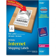 Avery &reg; Internet Shipping Labels, TrueBlock(R) Technology, Permanent Adhesive, 5-1/2" x 8-1/2", 200 Labels (5126) - Permanent Adhesive - 5 1/2" Width x 8 1/2" Length - Rectangle - Laser - White - 2 / Sheet - 200 / Box - FSC, TA