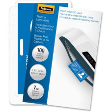 Fellowes Glossy Pouches - ID Tag punched, 7 mil, 100 pack - Laminating Pouch/Sheet Size: 3.88" Width x 7 mil Thickness - Type G - Glossy - for Document, ID Card - Durable, Pre-punched - Clear - 100 / Pack 52050