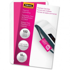 Fellowes Glossy Pouches - Business Card, 10 mil, 100 pack - Sheet Size Supported: Business Card - Laminating Pouch/Sheet Size: 3.75" Width x 10 mil Thickness - Type G - Glossy - for Business Card - Durable - Clear - 100 / Pack 52058