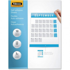 Fellowes Self Adhesive Laminating Sheets, Letter, 3mil, 10 pack - Sheet Size Supported: Letter - Laminating Pouch/Sheet Size: 9.25" Width x 3 mil Thickness - Type G - Glossy - for Document, Photo - Self-adhesive - Clear - 10 / Pack 5221501