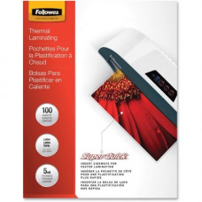 Fellowes Glossy SuperQuick Pouches - Letter, 5 mil, 100 pack - Sheet Size Supported: Letter - Laminating Pouch/Sheet Size: 9" Width x 5 mil Thickness - Type G - Glossy - for Document - Durable - Clear - 100 / Pack 5223001