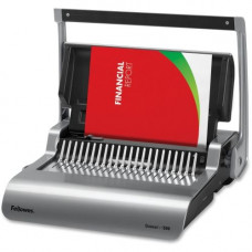 Fellowes Quasar&trade;+ 500 Comb Binding Machine w/ Starter Kit - CombBind - 500 Sheet(s) Bind - 25 Punch - 5.1" x 18.1" x 15.4" - Metallic Silver, Black 5227201