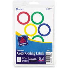 Avery &reg; Removable Color-Coding Labels, Removable Adhesive, Assorted Colors, 1-1/4" Diameter, 400 Labels (5407) - Removable Adhesive - 1 1/4" Diameter - Circle - Inkjet, Laser - Assorted - 8 / Sheet - 400 / Pack - TAA Compliance 5407