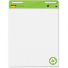 3m Post-it&reg; Easel Pad with Recycled Paper - 30 Sheets - Plain - Stapled - 18.50 lb Basis Weight - 25" x 30" - 30.50" x 25" - White Paper - Black Cover - Self-adhesive, Bleed-free, Repositionable, Resist Bleed-through, Removable