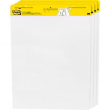 3m Post-it&reg; Plain Sheet Easel Pad - 25 Sheets - 50 Pages - 25" x 30" - White Paper - Self-stick, Resist Bleed-through, Super Sticky, Sturdy Back, Built-in Carry Handle, Slot Perforated, Adhesive Backing - 4 / Pack 559 VAD 4PK