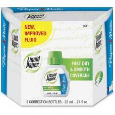Newell Rubbermaid Paper Mate Liquid Paper Fast Dry Correction Fluid - Foam 0.74 fl oz - Spill Resistant, Fast-drying - 3 / Pack 5643115