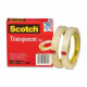 3m Scotch&reg; Transparent Tape, 1/2" x 2592" - 0.50" Width x 72 yd Length - 3" Core - Photo-safe, Non-yellowing, Transparent, Glossy - 2 / Pack - Clear - TAA Compliance 600-2P12-72