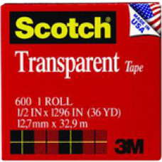 3m Scotch Transparent Tape - 27.78 yd Length x 0.75" Width - 3 / Pack - Transparent - TAA Compliance 600K3