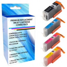 eReplacements 6513B004-ER Remanufactured High Yield Ink Cartridge Replacement for Canon 251XL Black/Cyan/Magenta/Yellow Black/Color Combo Pack - Inkjet - High Yield - 660 Pages Magenta, 4425 Pages Black, 660 Pages Yellow, 660 Pages Cyan 6513B004-ER