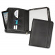 Samsill Sterling Zipper Pad Holder - Letter - 8.50" Width x 11" Length Sheet Size - 6 Pockets - Vinyl, Leather - Black - 1 Each 70820