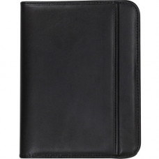 Samsill Professional Junior Zipper Padfolio - 5" x 7" Sheet Size - Nappa Leather - Black 70821