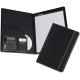 Samsill Slim Pad Holder w/ Dual Power Calculator - Letter - 8 1/2" x 11" Sheet Size - 2 Internal Pocket(s) - Vinyl - Black - 1 Each 71220