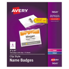 Avery HOLDER,BADGE CLIP 3X4,WHT - TAA Compliance 74541