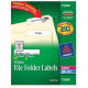 Avery &reg; TrueBlock(R) File Folder Labels, Sure Feed(TM) Technology, Permanent Adhesive, White, 2/3" x 3-7/16", 1,800 Labels (75366) - Permanent Adhesive - 2/3" Width x 3 7/16" Length - Rectangle - Laser, Inkjet - Bright White - 
