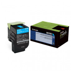 Lexmark (801SC) Cyan Return Program Toner Cartridge (2,000 Yield) - TAA Compliance 80C1SC0