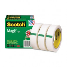 3m Scotch&reg; Magic&trade; Tape, 1" x 2,592", 3 Boxes/Pack, 3" Core - 1" Width x 72 yd Length - 3" Core - Non-yellowing, Split Resistant, Tear Resistant, Repositionable, Writable Surface, Photo-safe - 3 / Pack - Matte Cle