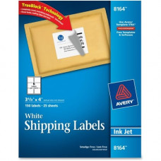 Avery &reg; TrueBlock(R) Shipping Labels, Sure Feed(TM) Technology, Permanent Adhesive, 3-1/3" x 4", 150 Labels (8164) - Permanent Adhesive - 3 21/64" Width x 4" Length - Rectangle - Inkjet - White - 6 / Sheet - 150 / Pack - FSC, T