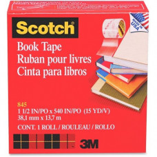 3m Scotch Book Tape - 1.50" Width x 45 ft Length - 3" Core - Acrylic - Stretchable, Writable Surface, Glossy - 1 Roll - Clear - TAA Compliance 845-1-1/2