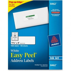 Avery &reg; Easy Peel(R) Address Labels, Sure Feed(TM) Technology, Permanent Adhesive, 1-1/3" x 4", 1,400 Labels (8462) - 4" Width x 1 1/3" Length - Rectangle - Inkjet - White - 1400 / Box - FSC, TAA Compliance 8462
