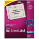 Avery &reg; Full Sheet Shipping Labels, Permanent Adhesive, Matte Frosted Clear, 8-1/2" x 11", 25 Labels (8665) - Permanent Adhesive - 8 1/2" Width x 11" Length - Rectangle - Inkjet - Clear - 1 / Sheet - 25 / Pack - TAA Compliance 
