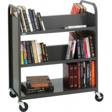 Bretford Double-Sided Booktrucks - Round Handle - 4 Casters - 5" Caster Size - Steel - 36" Width x 18" Depth x 44" Height - Aluminum Frame - TAA Compliance BOOV1-SKY